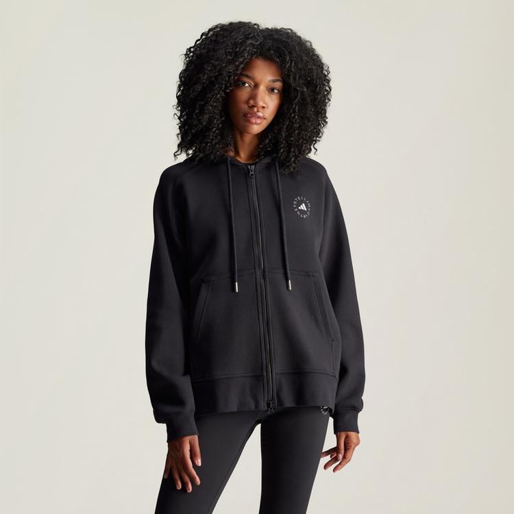 adidas adidas adidas by Stella McCartney Kapuzenjacke Hoodie Damen - Black / White - 0 | SportScheck