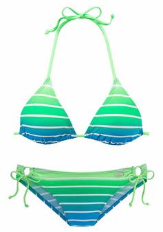 VENICE BEACH Triangel-Bikini Bikini Set Damen türkis-gestreift