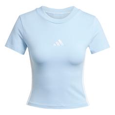 adidas Essentials 3-Streifen Slim Baby T-Shirt Langarmshirt Damen Glow Blue / White