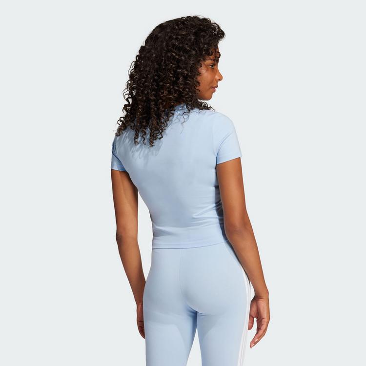 adidas adidas Essentials 3-Streifen Slim Baby T-Shirt Langarmshirt Damen - Glow Blue / White - 1 | SportScheck