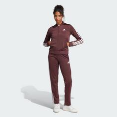 Rückansicht von adidas Essentials 3-Streifen Trainingsanzug Trainingsanzug Damen Aurora Ruby