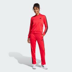 Rückansicht von adidas Essentials 3-Streifen Trainingsanzug Trainingsanzug Damen Pure Ruby