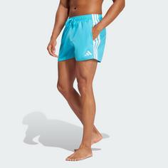 Rückansicht von adidas 3-Streifen 3-Inch Badeshorts Badeshorts Herren Lucid Cyan / White