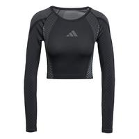 adidas Seamless Knitted Longsleeve Croptop Damen - Black / Grey Six