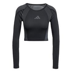 adidas Seamless Knitted Longsleeve Croptop Damen Black / Grey Six