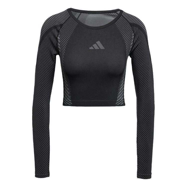 adidas adidas Seamless Knitted Longsleeve Croptop Damen - Black / Grey Six - 0 | SportScheck