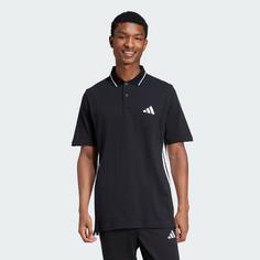 Rückansicht von adidas Essentials 3-Streifen Piqué Poloshirt T-Shirt Herren Black / White