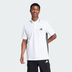 Rückansicht von adidas Essentials 3-Streifen Piqué Poloshirt T-Shirt Herren White / Black