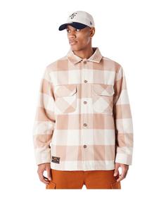 New Era Ne Branded Plaid Trainingsjacke Beige Sweatjacke Herren beige