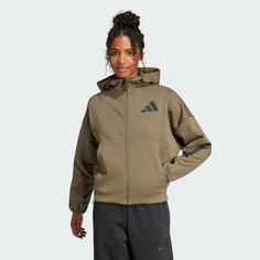 Rückansicht von adidas adidas Z.N.E. Zip-Hoodie Sweatjacke Damen Olive Strata