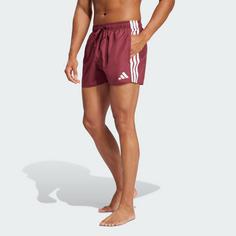 Rückansicht von adidas 3-Streifen 3-Inch Badeshorts Badeshorts Herren Shadow Red / White