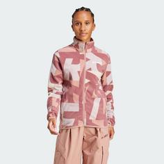 Rückansicht von adidas Terrex Multi Printed Fleecejacke Fleecejacke Damen Wonder Beige / Burgundy