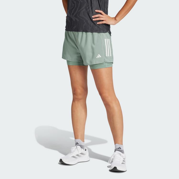 adidas adidas Own the Run Climacool 2-in-1 Shorts Laufshorts Damen - Silver Green - 0 | SportScheck
