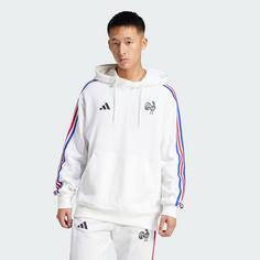 Rückansicht von adidas Frankreich Essentials 3-Streifen Hoodie Hoodie Herren White