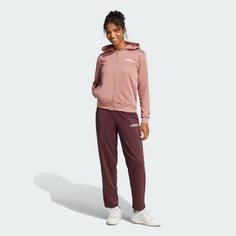 Rückansicht von adidas Essentials Linear Trainingsanzug Sweatjacke Damen Warm Clay