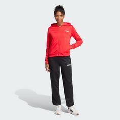 Rückansicht von adidas Essentials Linear Trainingsanzug Sweatjacke Damen Pure Ruby