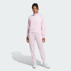 Rückansicht von adidas Essentials Feel Cozy Trainingsanzug Trainingsanzug Damen Clear Pink