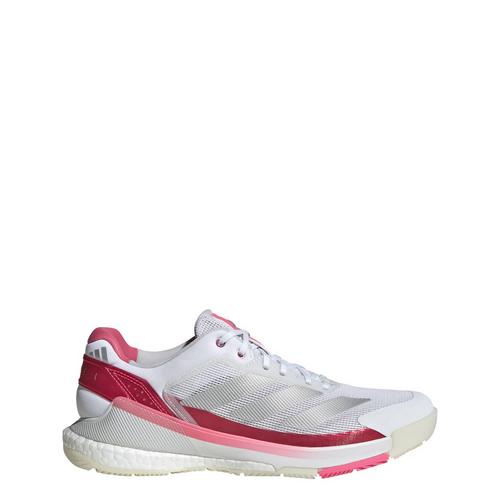 Rückansicht von adidas Crazyquick BOOST Padel-Schuh Tennisschuhe Damen Cloud White / Silver Metallic / Lucid Pink