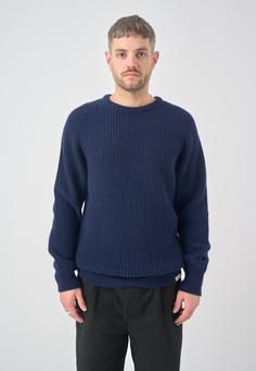 Rückansicht von Cleptomanicx Crewneck Ribber Strickpullover Herren Dark Navy