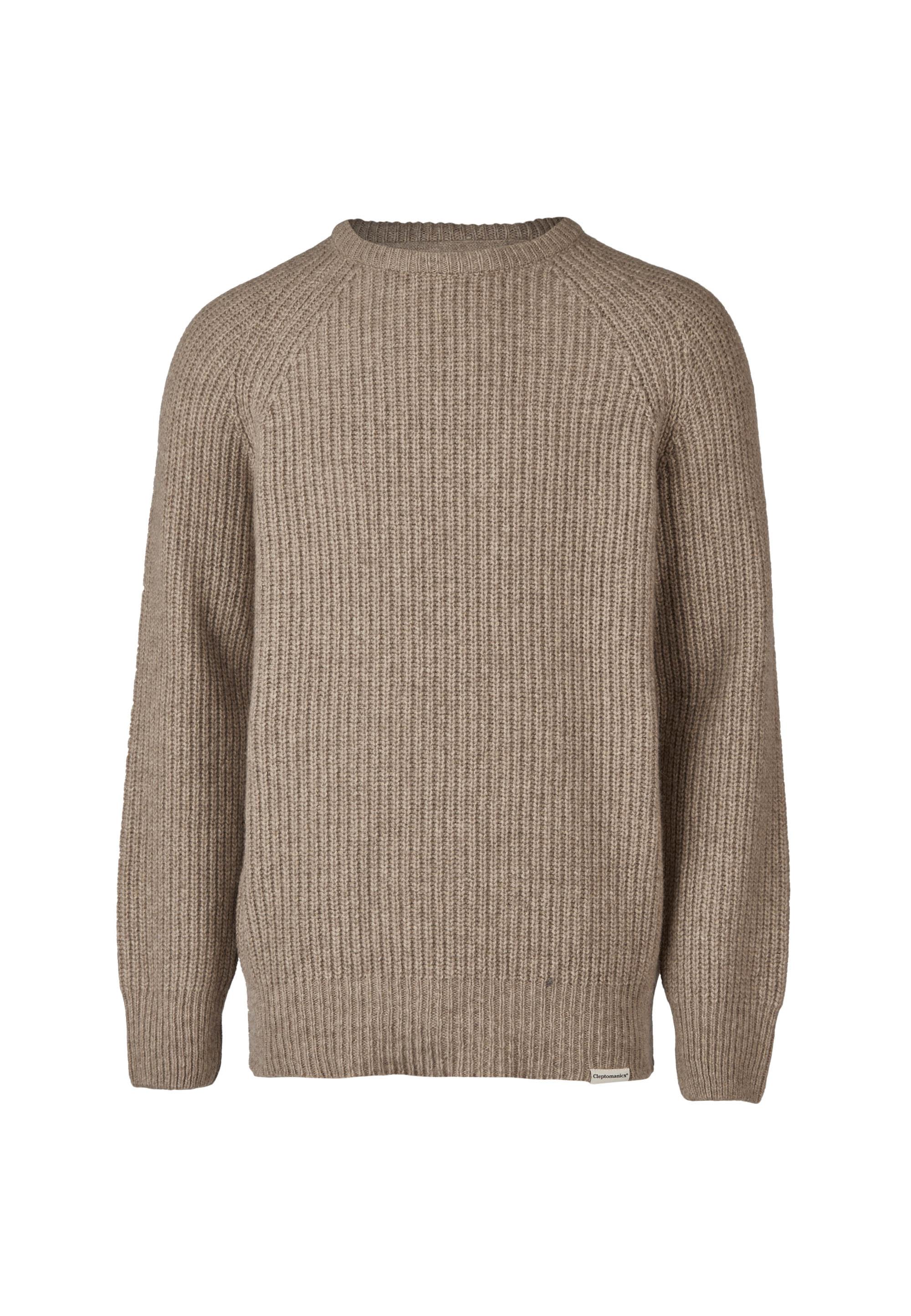 Cleptomanicx Crewneck Ribber Strickpullover Herren - Creme