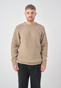 Rückansicht von Cleptomanicx Crewneck Ribber Strickpullover Herren Creme