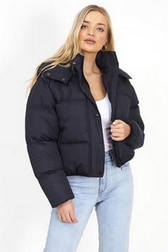 Rückansicht von BRAVE SOUL Bunny Steppjacke Damen schwarz