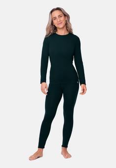 Rückansicht von DANISH ENDURANCE Merino Baselayer Wäscheset Damen dark green