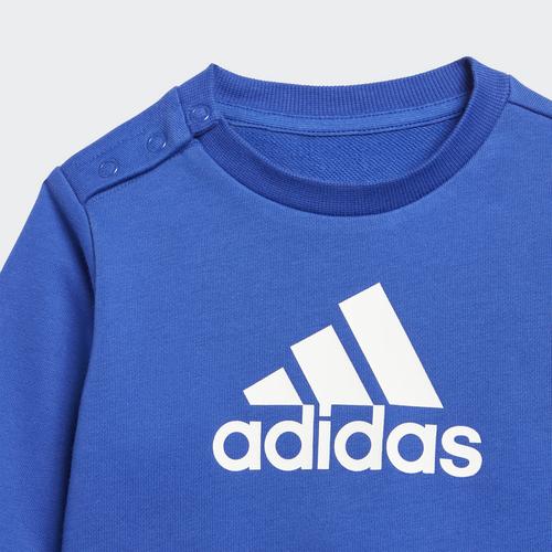 Rückansicht von adidas Badge of Sport French Terry Jogginghose Sweatjacke Kinder Semi Lucid Blue / White