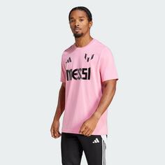 Rückansicht von adidas Messi Name and Number Graphic T-Shirt Fanshirt Herren Easy Pink