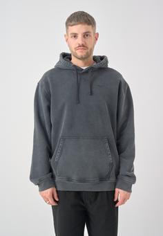 Rückansicht von Cleptomanicx Boxy Hooded Ligull Washed Kapuzenshirt Herren Blue Graphite