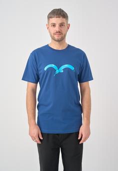 Rückansicht von Cleptomanicx Möwe Balloon Printshirt Herren Estate Blue