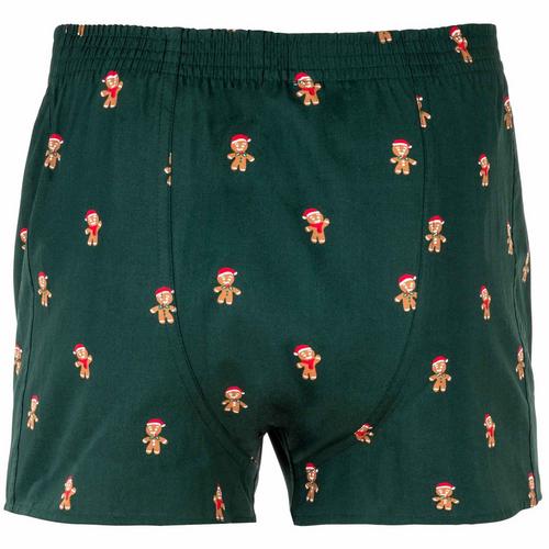 Rückansicht von HAPPY SHORTS Web-Boxershorts Boxershorts Herren Gingerbread Men green