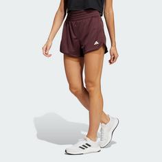 Rückansicht von adidas Pacer Essentials Knit High-Rise Shorts Funktionsshorts Damen Aurora Ruby / White