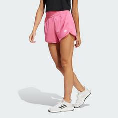 Rückansicht von adidas Pacer Essentials Knit High-Rise Shorts Funktionsshorts Damen Pink Fusion / White