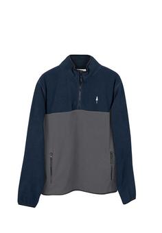 NIKIN TreeFleece Quarter Zip Colorblock Sweatshirt Dark Navy-Anthracite