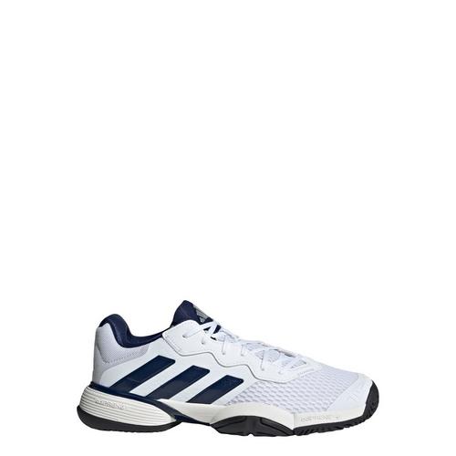 Rückansicht von adidas Barricade Kids Tennisschuh Tennisschuhe Kinder Cloud White / Dark Blue / Core Black