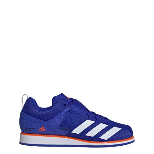 Rückansicht von adidas Powerlift 5 Gewichtheberschuh Fitnessschuhe Lucid Blue / Cloud White / Impact Orange