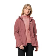 Rückansicht von Jack Wolfskin MOONRISE 3IN1 JKT W Doppeljacke Damen red ochre