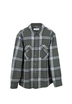 NIKIN TreePlanter Overshirt Check Langarmhemd Ash Green-Navy