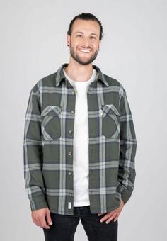 Rückansicht von NIKIN TreePlanter Overshirt Check Langarmhemd Ash Green-Navy