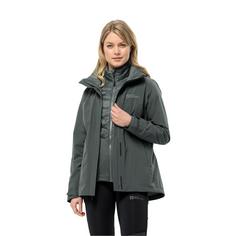 Rückansicht von Jack Wolfskin LUNTAL 3IN1 JKT W Doppeljacke Damen slate green