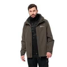 Rückansicht von Jack Wolfskin LUNTAL 3IN1 JKT M Doppeljacke Herren cold coffee