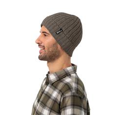 Rückansicht von Jack Wolfskin RIB KNIT BEANIE Stirnband cold coffee