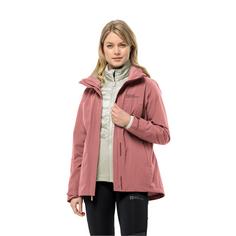 Rückansicht von Jack Wolfskin LUNTAL 3IN1 JKT W Doppeljacke Damen mineral red