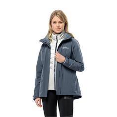 Rückansicht von Jack Wolfskin LUNTAL 3IN1 JKT W Doppeljacke Damen Graphite / Cool Grey