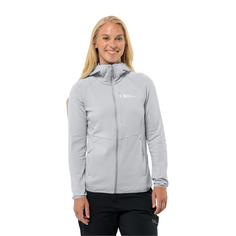 Rückansicht von Jack Wolfskin KOLBENBERG HOODED FZ W Fleecejacke Damen cool grey