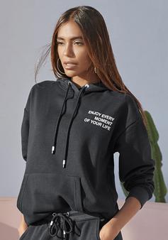 Rückansicht von Buffalo Hoodie Hoodie Damen schwarz