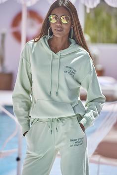 Rückansicht von Buffalo Hoodie Hoodie Damen jade