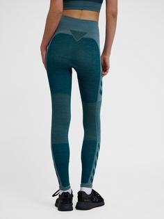 Rückansicht von hummel hmlCLEA SEAMLESS MID WAIST TIGHTS Tights Damen DARK SEA