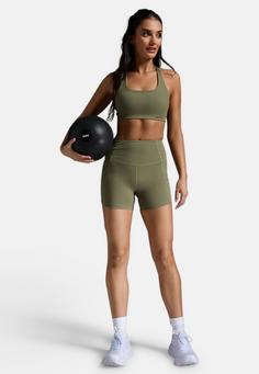 Rückansicht von 2XU Form Stash Hi-Rise Compression Funktionsshorts Damen hunter green-hunter green